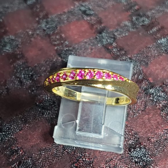 Elsie Wedding Band AAA Stellux CZ & Yellow Gold.   Size 6 only - Picture 4 of 13